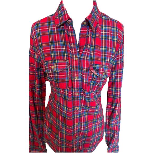 Abercrombie & Fitch Tops - Y2K 90s Abercrombie & Fitch Plaid Button Down Shirt Women L Red Flannel Y2K 1996
